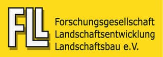 Gelbes, rechteckiges Logo des FLL mit dem Schriftzug 'FLL Forschungsgesellschaft Landschaftsentwicklung Landschaftsbau e.V.' in schwarzer Schrift.